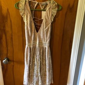 Hello Molly Champagne Glitter Dress